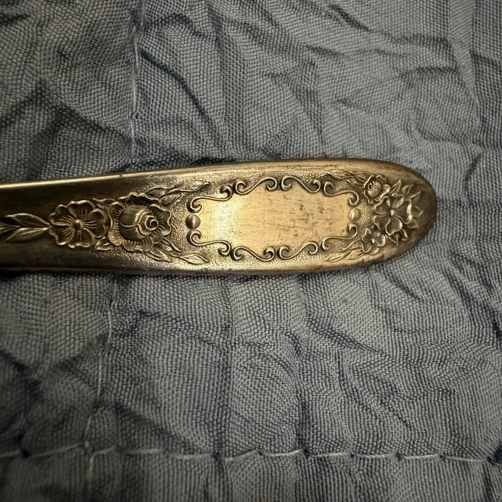 Vintage Mildred Quality Silver Plate Iced Tea Spoon Floral Rose Pattern 7.5 Inch
